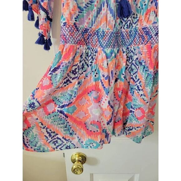 Lilly Pulitzer "Joelle" Off The Shoulder Tunic Dress Printed Smocked XS - Picture 7 of 9